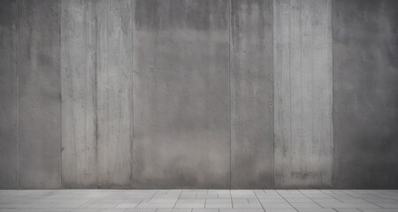 Poster -  Modern minimalist interior with concrete wall and tiled floor