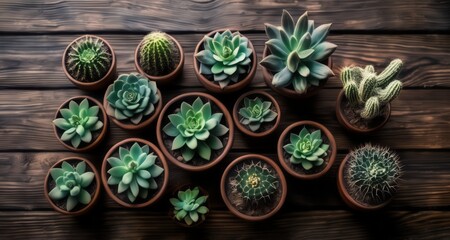 Canvas Print -  A collection of succulents in pots, ready to bring life to any space