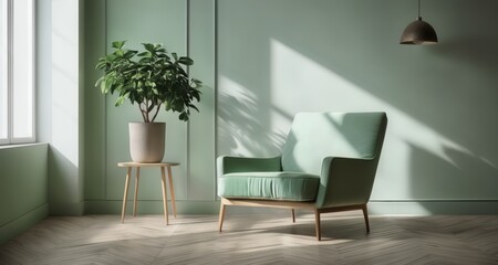 Sticker -  Elegant indoor setting with modern furniture and greenery