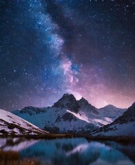 Canvas Print - Milky way on the mountains