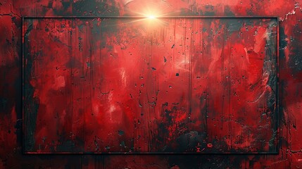 Wall Mural - Abstract red background or paper with bright center spotlight and black vignette frame with vintage grunge background. black paper texture light red graphic art outline design