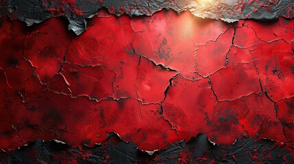 Wall Mural - Abstract red background or paper with bright center spotlight and black vignette frame with vintage grunge background. black paper texture light red graphic art outline design