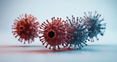 Sticker -  Viral particles in 3D, a microscopic view of a pandemic