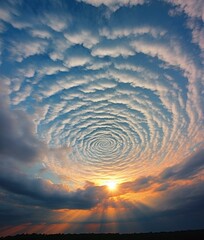 Poster - A circular cloud formation is seen in the sky. Generative AI.