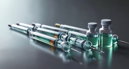 Canvas Print -  Vaccine syringes and vials, ready for administration