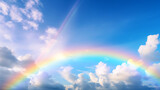 Fototapeta Tęcza - A rainbow stretching across the sky after a storm.