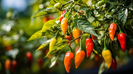 Wall Mural - Cultivation of chili plants Chili plants that are ready to harvest