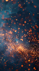 Wall Mural - Abstract Dark Background with Smoke and orange Ember, Bokeh Effect,  Holiday and Festival Decorations