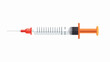 Flat design syringe half full icon vector illustrati