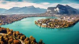 Fototapeta  - Annecy, France on the Thiou River at twilight. generate AI