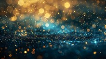 Blue And Gold Abstract Glitter Lights Background