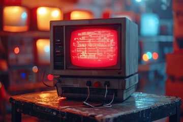 Leinwandbilder - Retro Vintage Computer Desktop extreme closeup. Generative AI