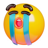 Fototapeta Londyn - Loudly Crying Face Emoji 3d rendering of emoticon on transparent background