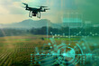 Future of agriculture, where artificial intelligence takes the lead. An artificial chip intelligence-powered CPU processor technology unit serves as the brain, orchestrating a fleet of drones.
