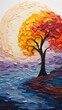 © Cary - closeup tree sunset background paper cutouts plain color sculpture thumbnail shards aquiline features korean edge vignette