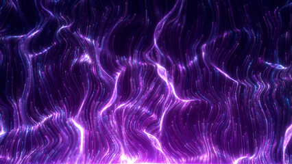 Wall Mural - Purple upward flowing particle Lines, Beautiful purple light stripes flow, elegant wave lines rising. For your event, wedding, concert, design, covers, visual art, advertisement, stage background.