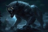 Fototapeta Konie - Nighttime werewolf monster