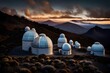  At the Teide Observatory, poised to unveil the mysteries of the universe, their metallic surfaces reflecting the moonlight
