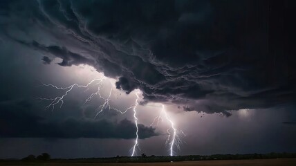a beautiful thundercloud with rain hovered over the sea, generative ai
