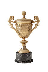 Wall Mural - Gold trophy on a transparent background. Winner cup gold sign. Hyperrealistic Highly Detailed