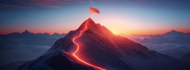 concept of step-by-step achievement of goals. glowing path leading to success and achievements conce