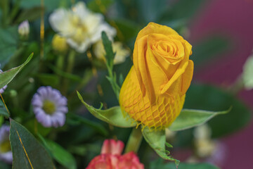 Wall Mural - A yellow rose in the bouquet