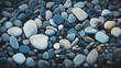 Find stones in shades of blue and gray creating a calming seascape.