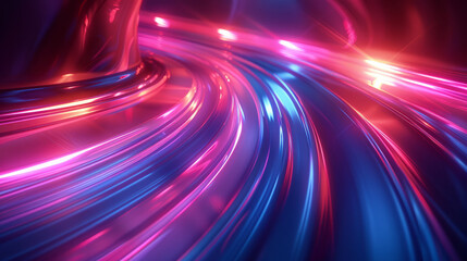 Wall Mural - Abstract dynamic background with swirling blue and pink neon light trails on a dark backdrop. The image suggests motion and futuristic technology.