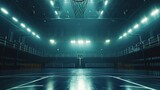 Fototapeta Uliczki - Cinematic View of a Empty Basketball Stadium