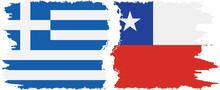 Chile And Greece Grunge Flags Connection Vector