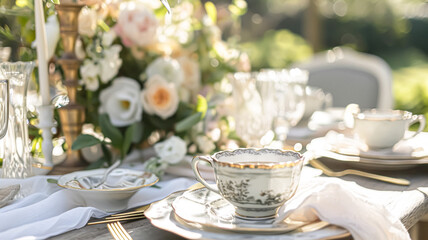 Wall Mural - Delightful afternoon tea with cakes and pastries