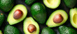 Banner of fresh avocados, type of fruit that originate from the Persea americana tree
