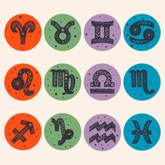 Wall Mural - zodiac sign in boho style. trendy vector illustration.