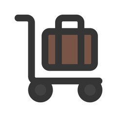 Canvas Print - luggage cart line color icon