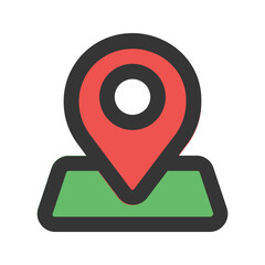 Poster - maps and location line color icon