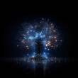 metallic tree of neurons, black background, cybertech.