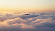 An airplane flying above the clouds