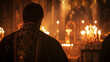 © Adrian Grosu - An orthodox priest or monk before the althar in an orthodox church