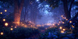 A fabulous night forest strewn with magical lights