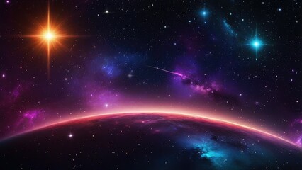 Wall Mural - A high quality stock photograph of a beautiful colorfull universe with stars on a dark theme or background