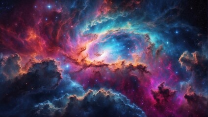 Wall Mural - beautiful colorful nebula views made by AI generative