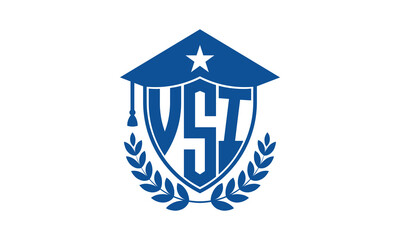 VSI three letter iconic academic logo design vector template. monogram, abstract, school, college, university, graduation cap symbol logo, shield, model, institute, educational, coaching canter, tech