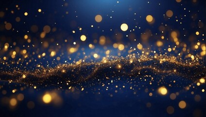 Wall Mural - shiny gold dust light against a beautiful dark background made by AI generative