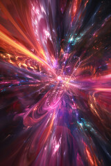 Wall Mural - Abstract illustration of a vibrant cosmic explosion with swirling neon colors conveying dynamic motion and energy