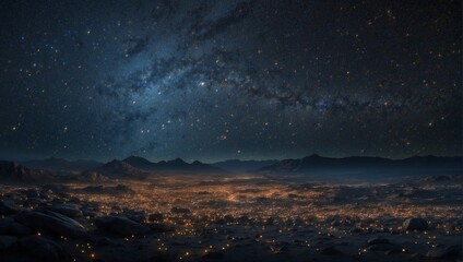 Wall Mural - photo of a view of the sky with millions of stars shining at night made by AI generative