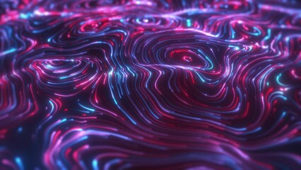 Wall Mural - Red and blue spiral lines, color magic vortex lines, fantasy wave pattern. Elegant Neon lines video, Flowing lines and glow particles background.