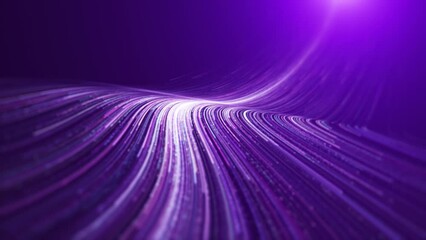 Wall Mural - Purple particle light flow, beautiful and elegant particle lines. Purple stream with striped, flowing neon curve lines background.