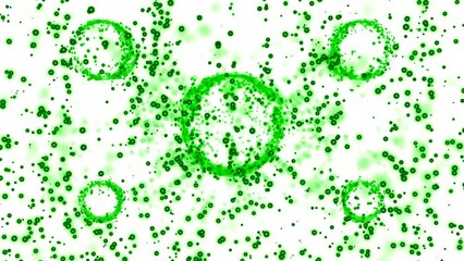 Wall Mural - circles background animation. design. green tiny particles and rings.