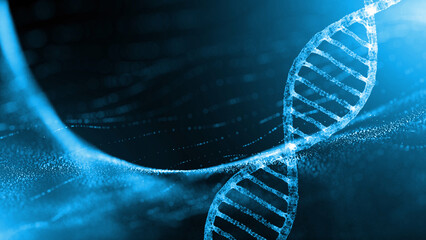 Poster - dna chain on artistic science illustration background.
