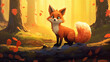Joyful Whimsy A Happy Fox Illustration. red fox